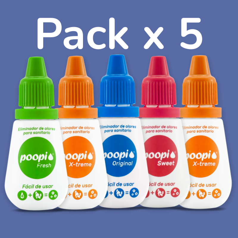 Eliminador de olor para baño -Gotas para el baño - Poopi pack x 5 -Eliminador de olores