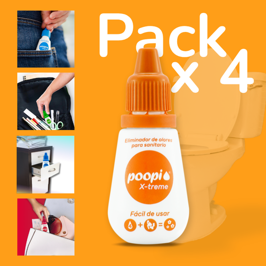 Eliminador de olores para el sanitario Poopi – gotas para el baño Pack x 4